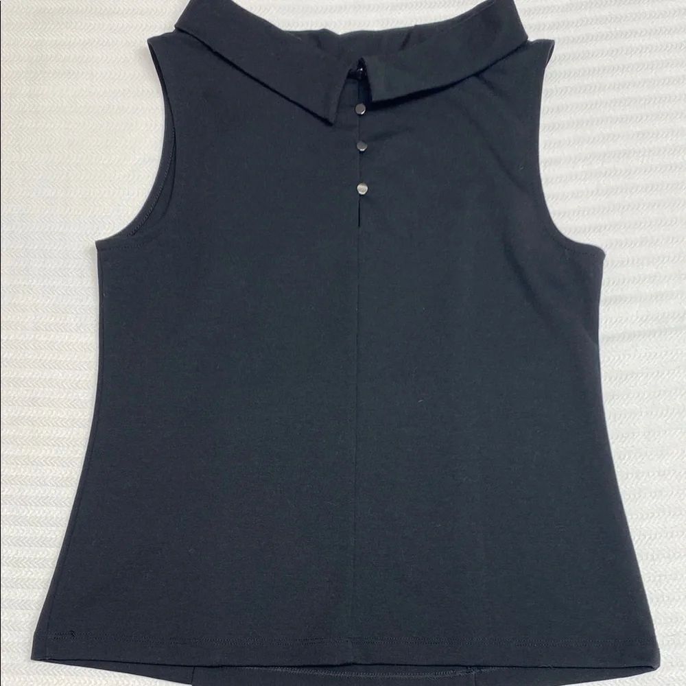 Banana Republic Top Tank Modern Sleeveless Black Silver Button Size Extra Small - Picture 3 of 10